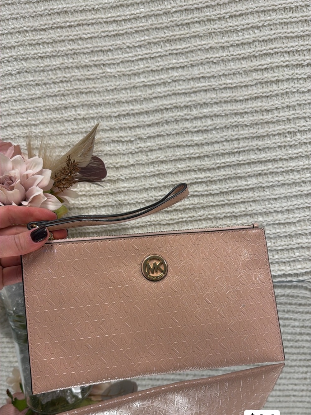 Michael Kors Rose Gold Embossed Wristlet